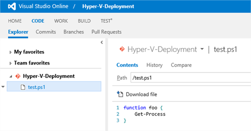 Powershell Source Control: GIT and Visual Studio Online